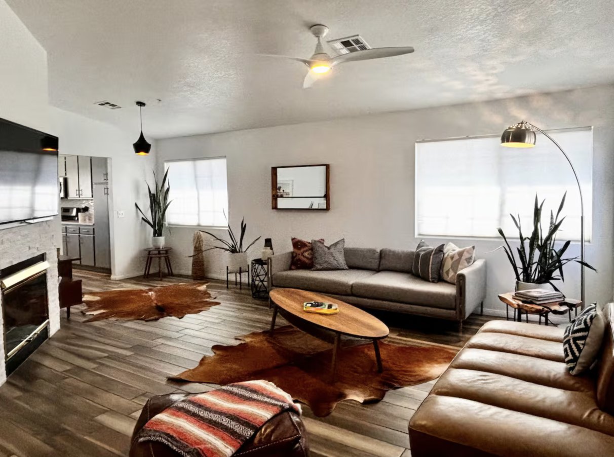 After: styled living room with new furnishings and decor