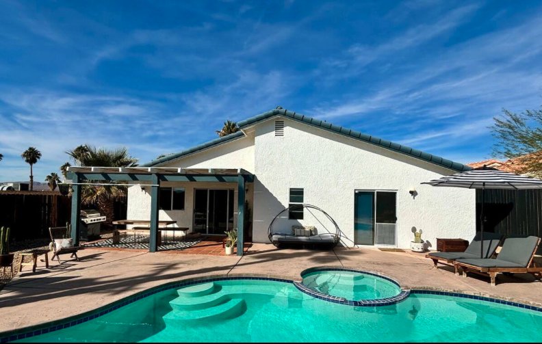 After: pool and pergola view refreshed